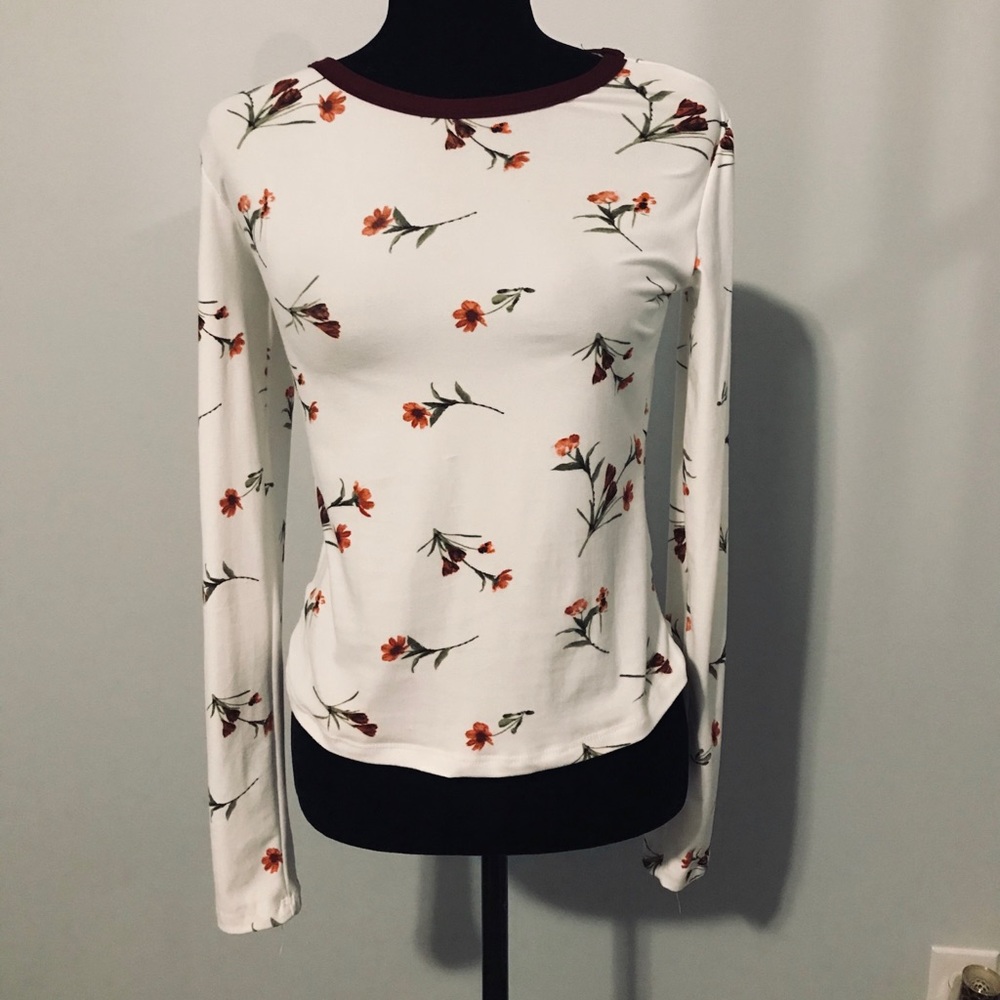 White Floral Long Sleeve Shirt - Picture 1 of 4